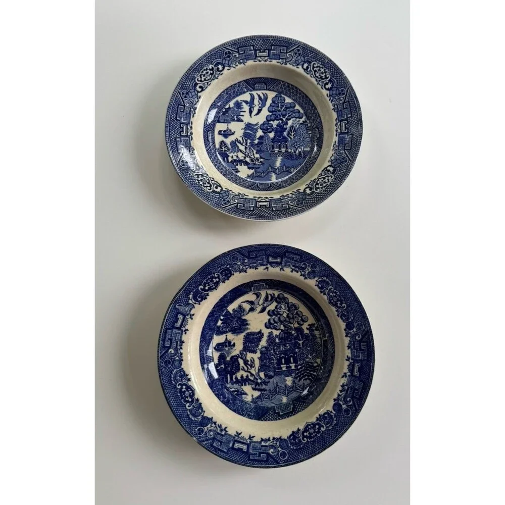 Blue Willow 9 Inch Soup Salad Bowls Set Of 2 England See Photos & Description